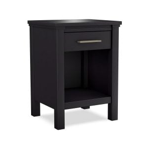 Open 1 Drawer Night Stand w/ Power Finish: Solid Black