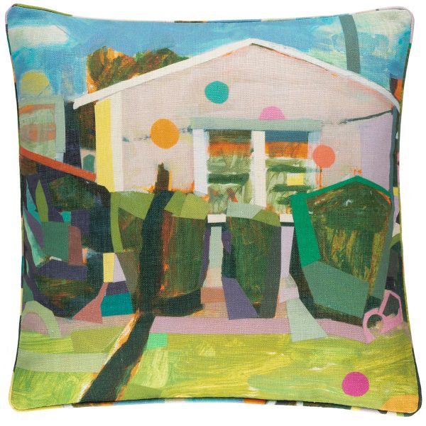 Pink House Outdoor Pillow